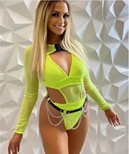 Women 2 Piece Rave Outfits Halter Neck Swimsuits Bodysuit Top Long Sleeve Mesh Shrug with Buckle for Festival Club Party
Women 2 Piece Rave Outfits Halter Neck Swimsuits Bodysuit Top Long Sleeve Mesh Shrug with Buckle for Festival Club Party