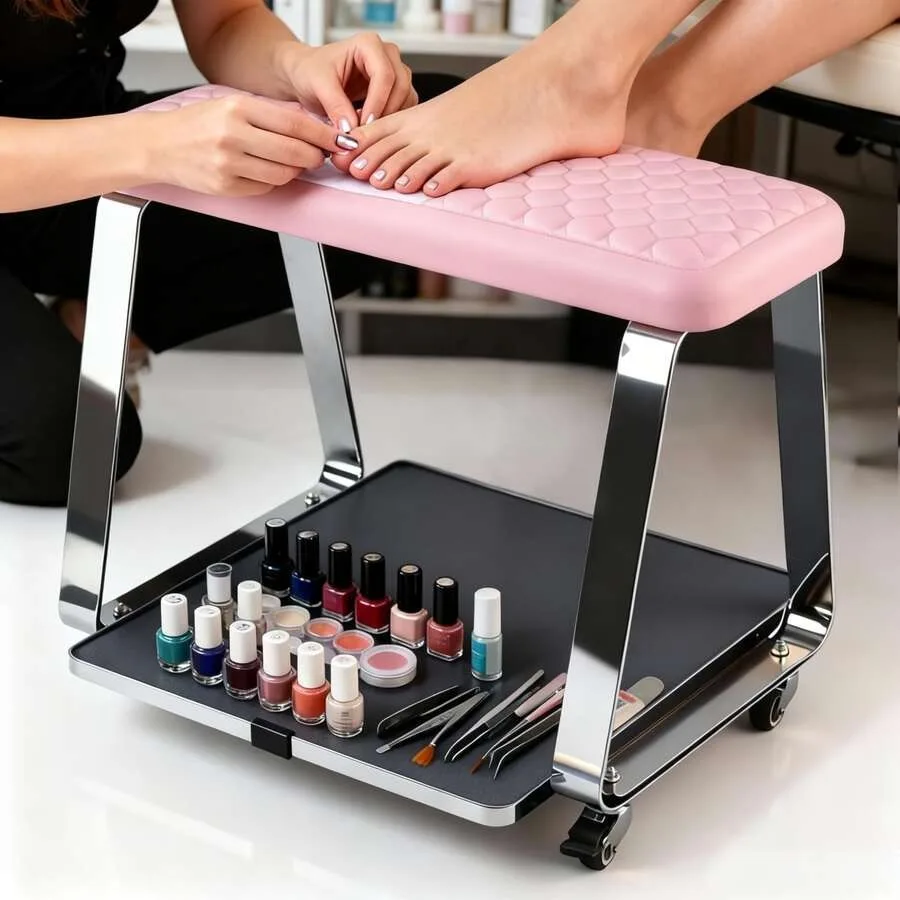 Shellovy Movable Pedicure Foot Rest Trolley Cart - Foot Bath Cart With Memory Foam Cushion, Tray and Wheels, Ideal For Beauty S
Shellovy Movable Pedicure Foot Rest Trolley Cart - Foot Bath Cart With Memory Foam Cushion, Tray and Wheels, Ideal For Beauty S