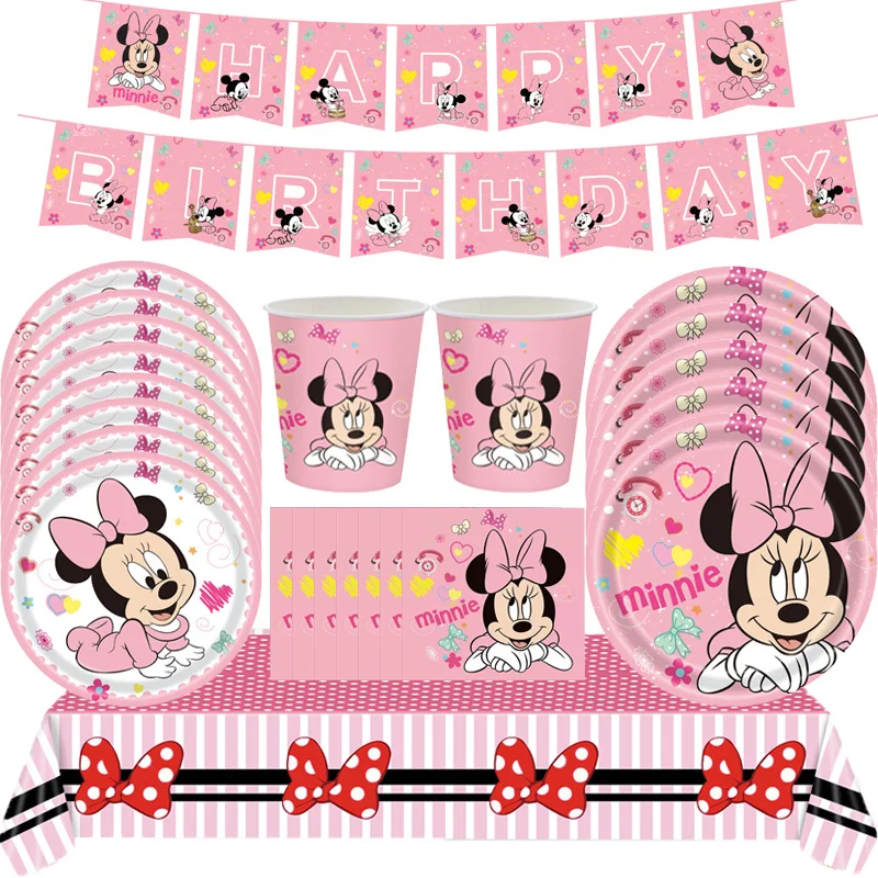 New Disney Cartoon Minnie Mouse Birthday Party Supplies Disposable Tableware Set Banner Plate Baby Shower Girl Kid Gift
New Disney Cartoon Minnie Mouse Birthday Party Supplies Disposable Tableware Set Banner Plate Baby Shower Girl Kid Gift