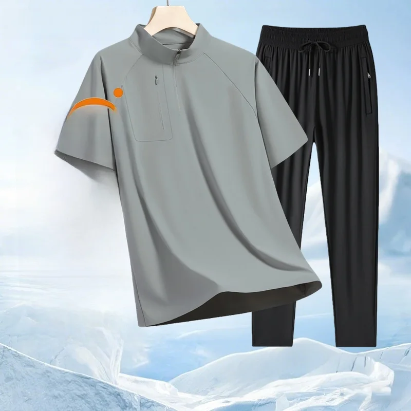 Summer Shirt Set Men's Outdoor Ice Silk Quick Dry Half Zip T-Shirt Sport Casual Stand Collar Short Sleeve Top Polyester ...
Summer Shirt Set Men's Outdoor Ice Silk Quick Dry Half Zip T-Shirt Sport Casual Stand Collar Short Sleeve Top Polyester ...