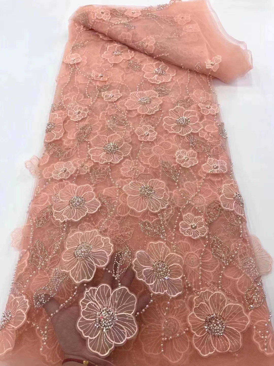 Latest African 3D Flower Lace Fabric Dubai Sequins Tulle Lace Fabric Embroidered Applique Nigerian Beads Groom Fabric For Sewing
Latest African 3D Flower Lace Fabric Dubai Sequins Tulle Lace Fabric Embroidered Applique Nigerian Beads Groom Fabric For Sewing
