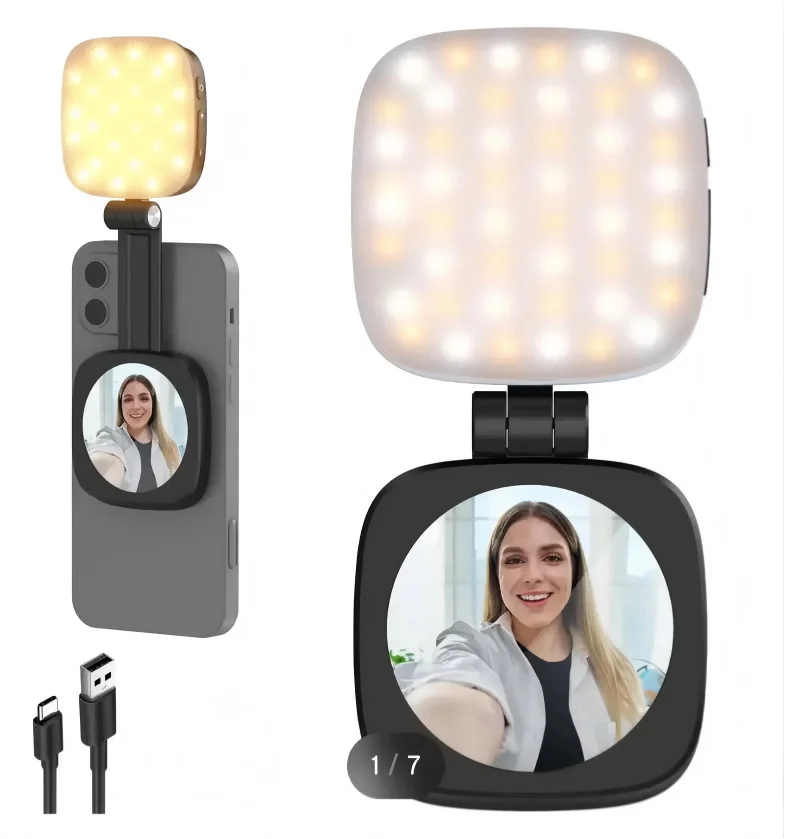 Magnetic Selfie Light Compatible, Rechargeable LED Fill Light Built-in Mirror, 5 Color Temperatures Foldable Portable Fill Lamp for Mobile Phone Photography
Magnetic Selfie Light Compatible, Rechargeable LED Fill Light Built-in Mirror, 5 Color Temperatures Foldable Portable Fill Lamp for Mobile Phone Photography