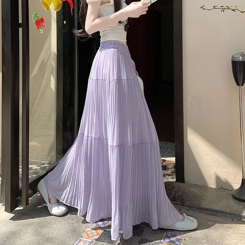Purple Gentle Breeze Sweet Pleated Chiffon Skirt Half Skirt Spring Summer Loose Drape Feeling Big Skirt A-Line Long Skirt
Purple Gentle Breeze Sweet Pleated Chiffon Skirt Half Skirt Spring Summer Loose Drape Feeling Big Skirt A-Line Long Skirt
