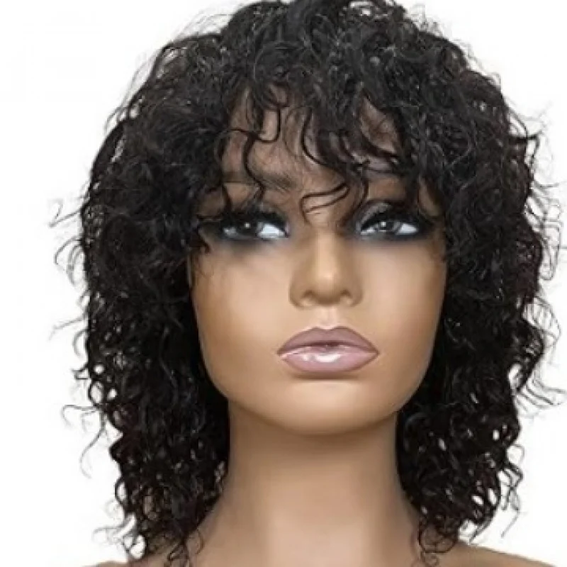 Wig for African women, black short curly hair with bangs, small curls, synthetic fiber full headpiece
Wig for African women, black short curly hair with bangs, small curls, synthetic fiber full headpiece