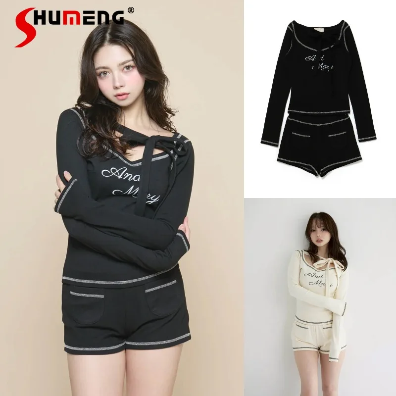Japanese Style Fashion Design Versatile Short Pants Outfits Letter Embroidery Long Sleeves T-shirt And Top Stitched Shorts Set
Japanese Style Fashion Design Versatile Short Pants Outfits Letter Embroidery Long Sleeves T-shirt And Top Stitched Shorts Set