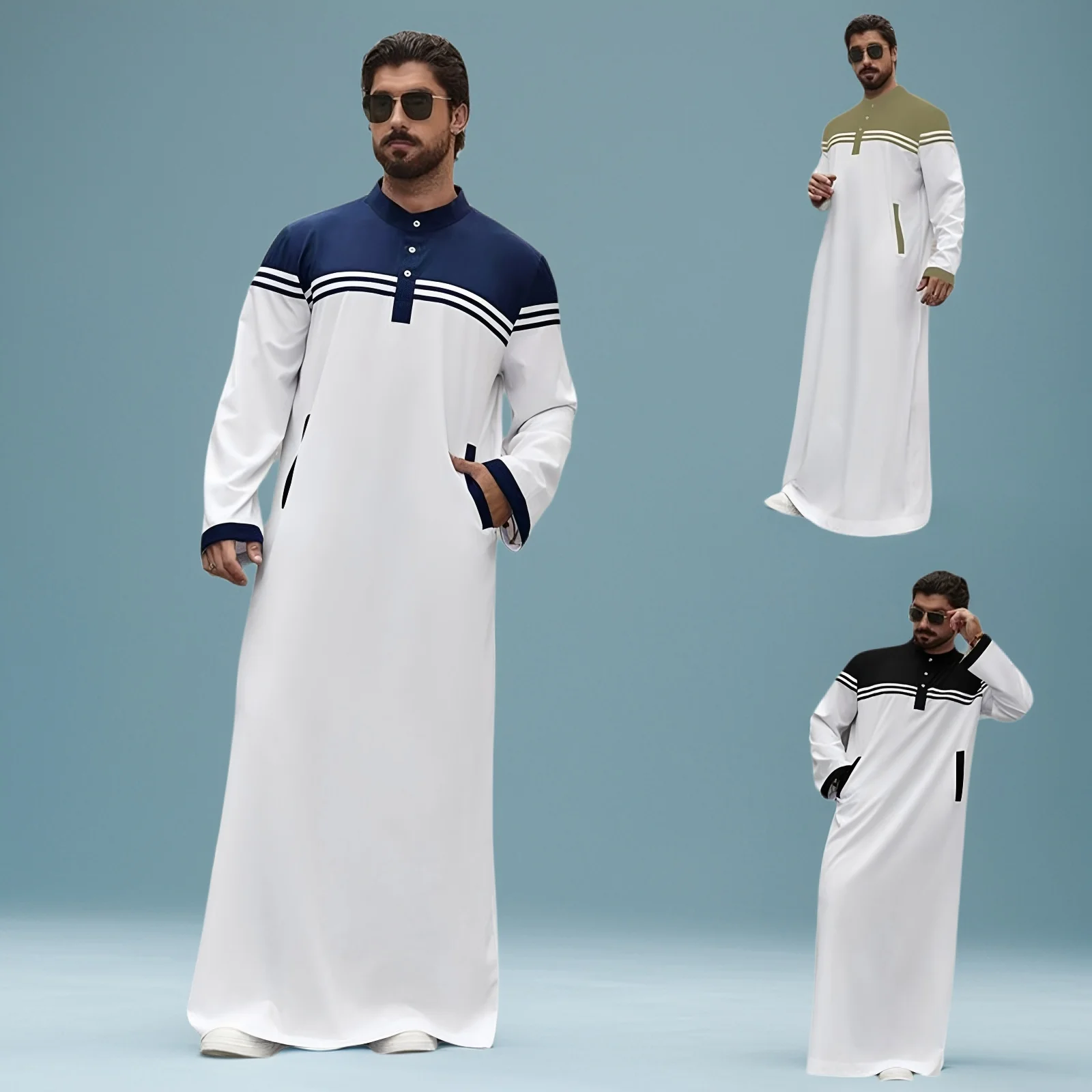 Men's Collage Color Block Shirt Robe Ethnic Style Outerwear Arabian Robe Cross-Border Popular College Style Summer Fashion
Men's Collage Color Block Shirt Robe Ethnic Style Outerwear Arabian Robe Cross-Border Popular College Style Summer Fashion
