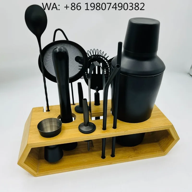 11Pcs Matte Black Eco Friendly Stainless Steel Cocktail Shaker Bar Kit 750ml Natural Bamboo Stand For Minimalist Modern Bar Deco
11Pcs Matte Black Eco Friendly Stainless Steel Cocktail Shaker Bar Kit 750ml Natural Bamboo Stand For Minimalist Modern Bar Deco