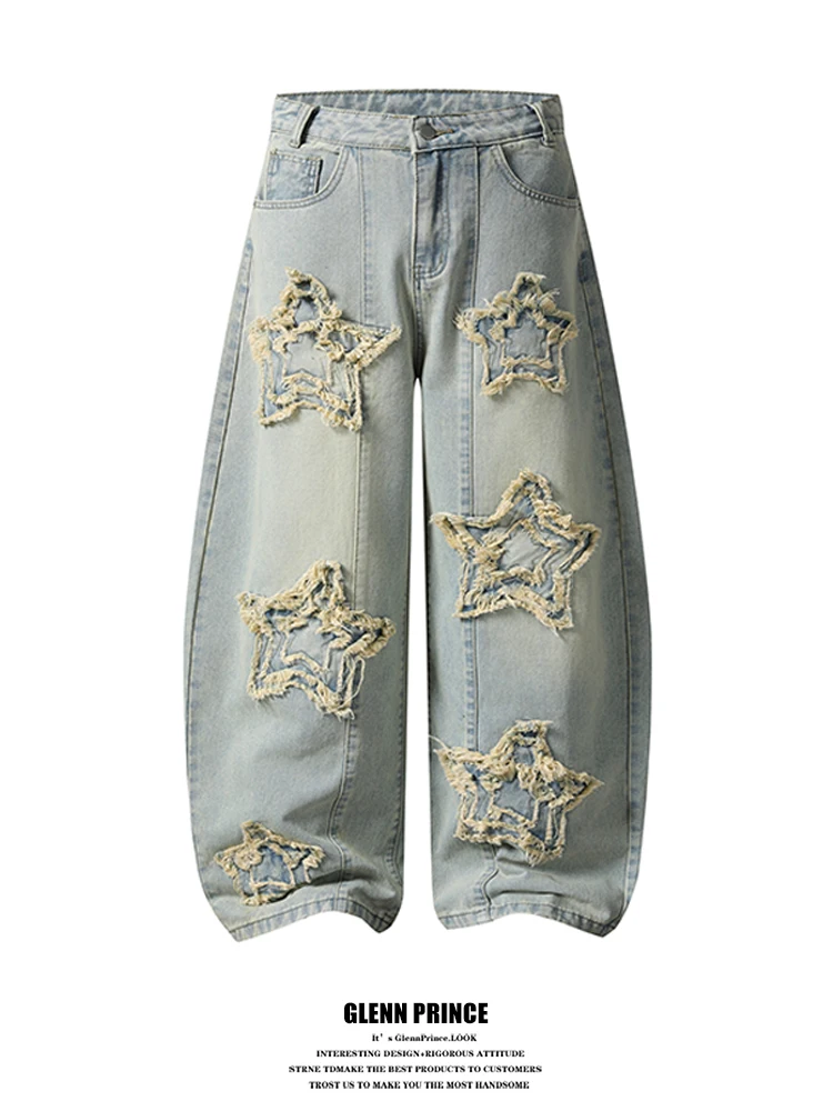 American Retro Star Embroidery Washed Wide Leg Men's Jeans High Street Vibe GPstudio Casual Youth Trend Cotton Polyester
American Retro Star Embroidery Washed Wide Leg Men's Jeans High Street Vibe GPstudio Casual Youth Trend Cotton Polyester