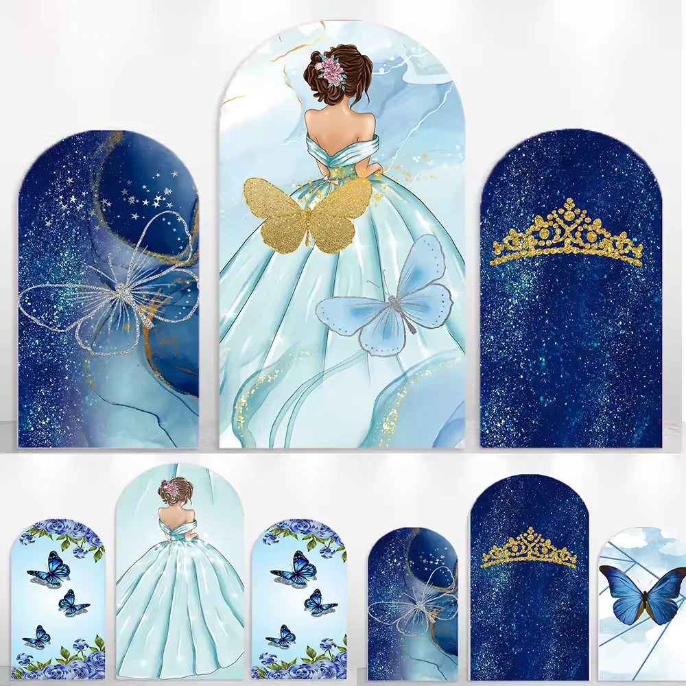 LS Girl Birthday Party Arch Background Glitter Blue Quinceanera Princess Dress Butterfly Crown Backdrop Bridal Show Photo
LS Girl Birthday Party Arch Background Glitter Blue Quinceanera Princess Dress Butterfly Crown Backdrop Bridal Show Photo