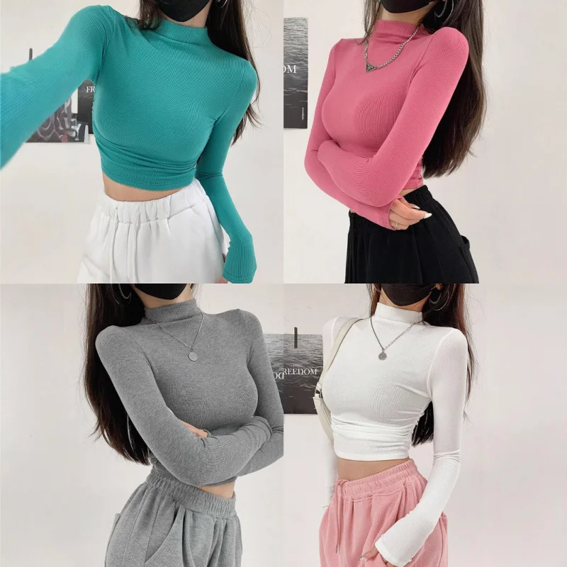 Pure Desire, Sexy, Tight Fitting, Slimming Design, Wrinkled Small High Neck, Short Cut, Exposed Navel, Base Shirt, Long Sleeved
Pure Desire, Sexy, Tight Fitting, Slimming Design, Wrinkled Small High Neck, Short Cut, Exposed Navel, Base Shirt, Long Sleeved