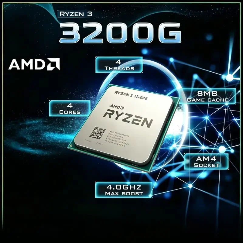 AMD Ryzen 3 3200G Desktop Gaming CPU 3.6GHz Quad-Core 4-Thread 65W AM4 Processor Built In Radeon Vega 8 Integrated Graphics Chip
AMD Ryzen 3 3200G Desktop Gaming CPU 3.6GHz Quad-Core 4-Thread 65W AM4 Processor Built In Radeon Vega 8 Integrated Graphics Chip