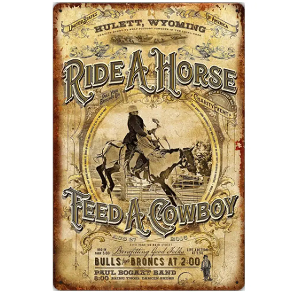 Retro Design Ride A Horse Feed A Cowboy Tin Metal Signs Wall Art | Thick Tinplate Print Poster Wall Decoration for Garage
Retro Design Ride A Horse Feed A Cowboy Tin Metal Signs Wall Art | Thick Tinplate Print Poster Wall Decoration for Garage