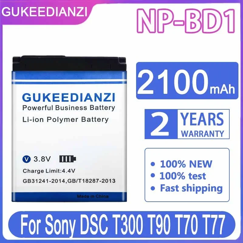 2100mAh Battery for Sony Cyber-shot DSC-G3 DSC-T2 DSC-T70 DSC-T75 DSC-T77 DSC-T90 DSC-T200 DSC-T300 DSC-T500 Camera Model NP-BD1
2100mAh Battery for Sony Cyber-shot DSC-G3 DSC-T2 DSC-T70 DSC-T75 DSC-T77 DSC-T90 DSC-T200 DSC-T300 DSC-T500 Camera Model NP-BD1