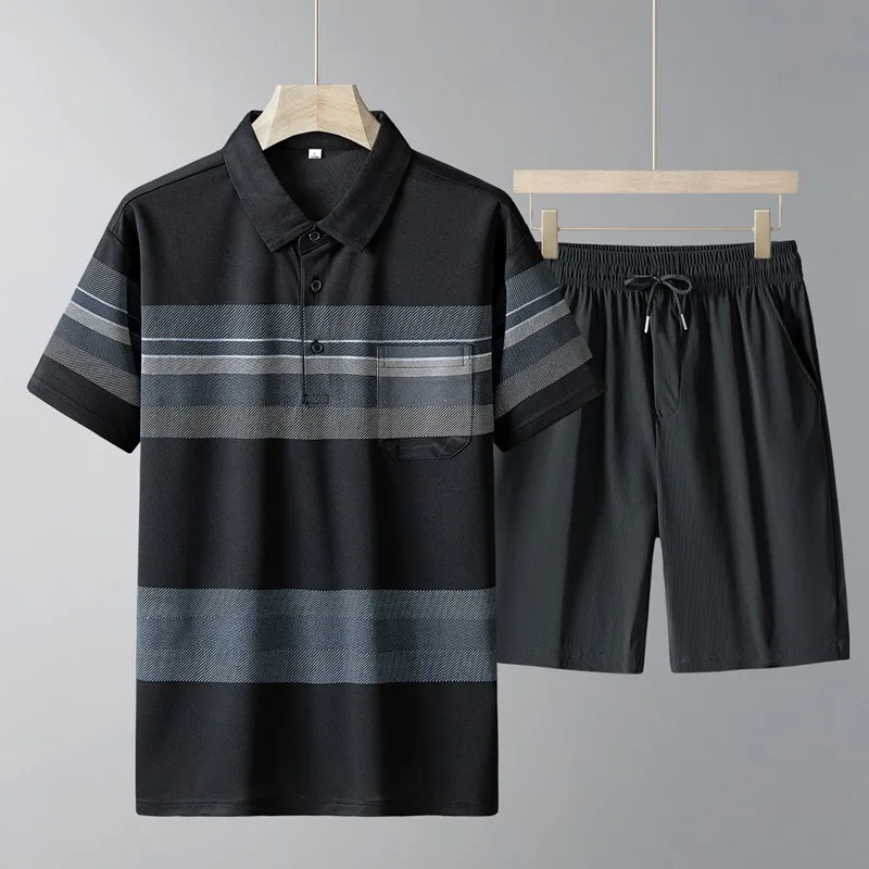 Men's Middle-aged Sports Set Ice Silk Short Sleeve Polo Shirt Shorts Casual Summer Dad Wear Comfortable 2 Piece Outfit
Men's Middle-aged Sports Set Ice Silk Short Sleeve Polo Shirt Shorts Casual Summer Dad Wear Comfortable 2 Piece Outfit