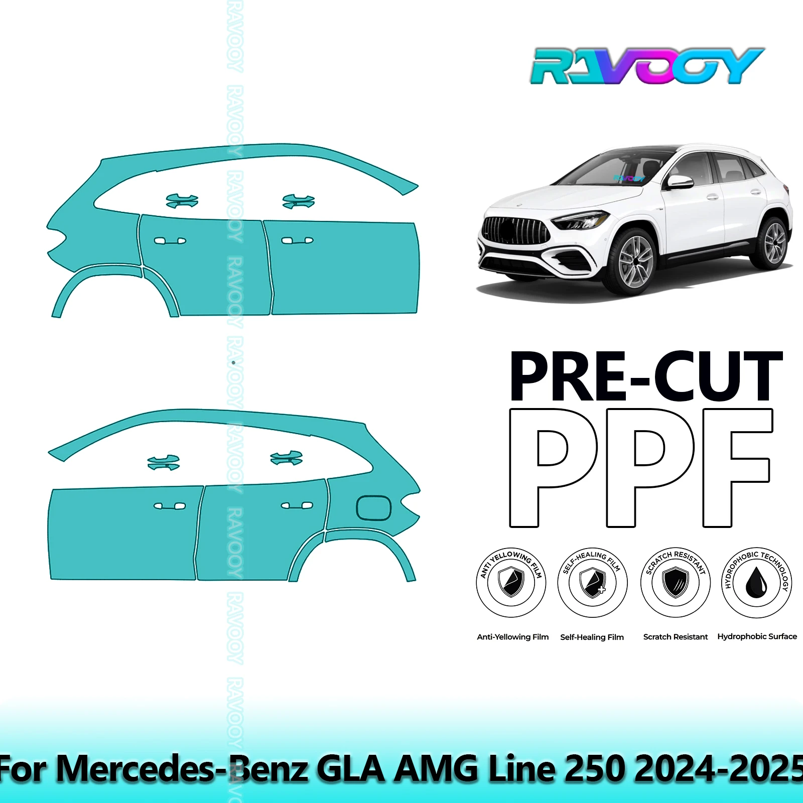 For Mercedes-Benz GLA AMG Line 250 2024-2025 8.5mil Clear Matte Pre-Cut PPF Door & A/B Pillar Kit TPU Paint Protection Film Set
For Mercedes-Benz GLA AMG Line 250 2024-2025 8.5mil Clear Matte Pre-Cut PPF Door & A/B Pillar Kit TPU Paint Protection Film Set