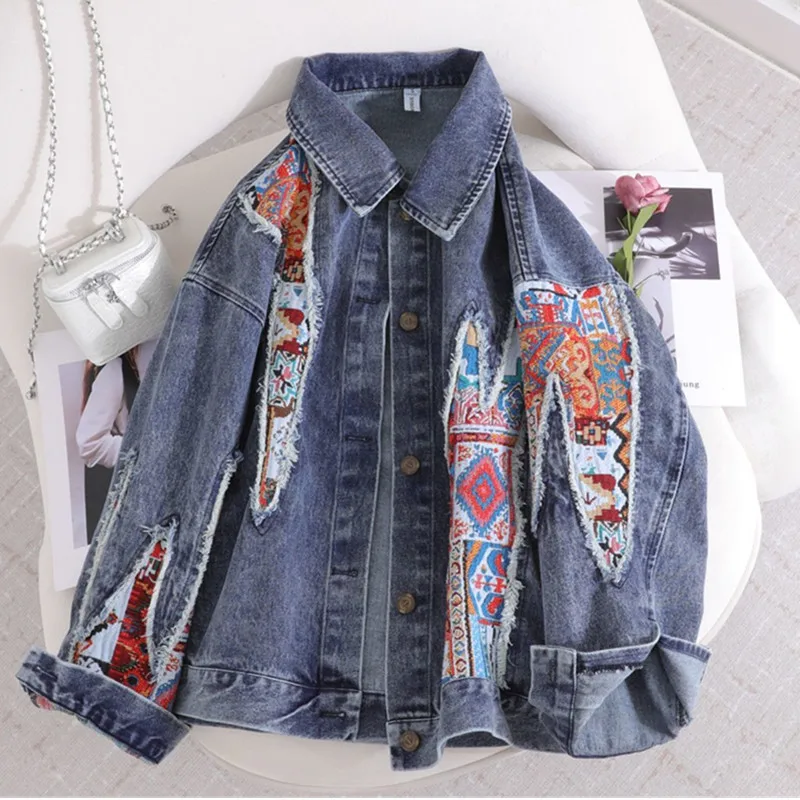 Vintage Denim Women Streetwear Y2k Floral Patchwork Streetwear Long Sleeve Tloose Lazy Spring Fall Coats Outwear
Vintage Denim Women Streetwear Y2k Floral Patchwork Streetwear Long Sleeve Tloose Lazy Spring Fall Coats Outwear