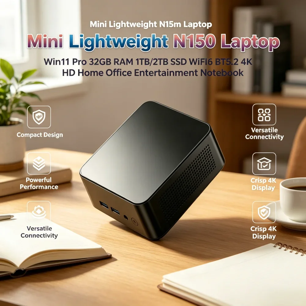 Mini N150 Slim Laptop Win11 Pro Large Memory SSD 4K Display WiFi6 Bluetooth Home Office Gaming Notebook
Mini N150 Slim Laptop Win11 Pro Large Memory SSD 4K Display WiFi6 Bluetooth Home Office Gaming Notebook