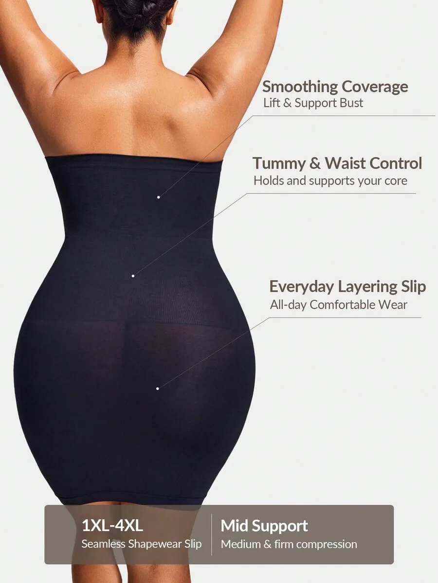 Mid Support Seamless Plus Size Shapewear Slip Dress For Bust Lift, Tummy & Waist Control, Thigh Smoothing
Mid Support Seamless Plus Size Shapewear Slip Dress For Bust Lift, Tummy & Waist Control, Thigh Smoothing