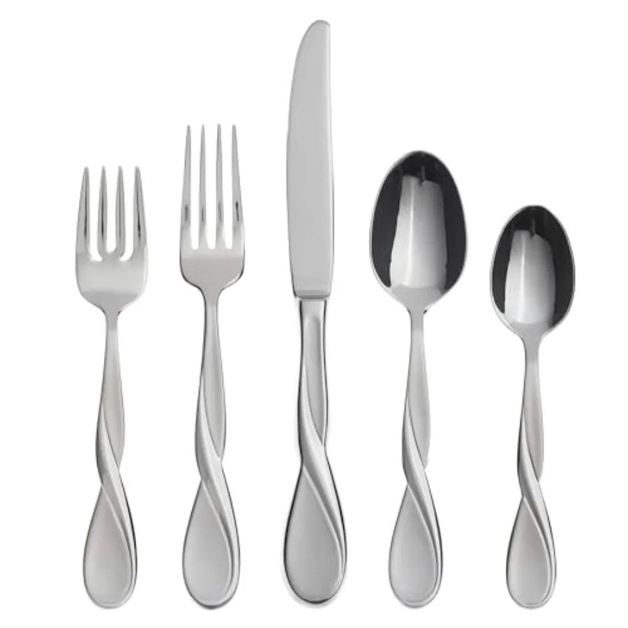 Silverware Set Satin Aquarius 5 Pcs Fine Flatware Place Setting Set Service for 1 18/10 Stainless Steel Dishwasher Safe Knives
Silverware Set Satin Aquarius 5 Pcs Fine Flatware Place Setting Set Service for 1 18/10 Stainless Steel Dishwasher Safe Knives