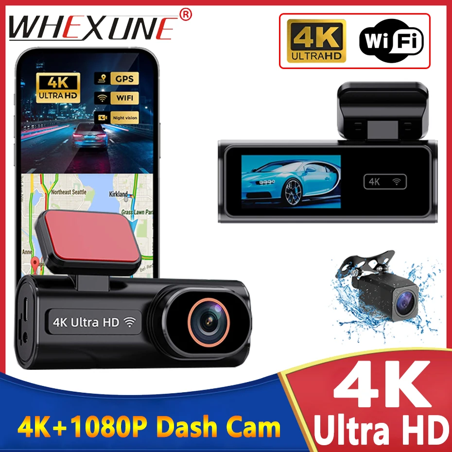 UHD 4K Dash Cam Dual Lens Driving Recorder Car DVR 1080P Rear Lens Camera Built-In WiFi GPS 24-Hour Parking Monitoring Black Box
UHD 4K Dash Cam Dual Lens Driving Recorder Car DVR 1080P Rear Lens Camera Built-In WiFi GPS 24-Hour Parking Monitoring Black Box