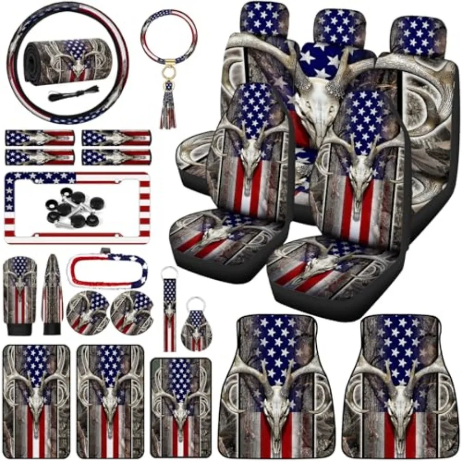 26 Pcs American Flag Camo Seat Covers Full Set USA Deer Car Truck Accessories Steering Wheel Cover Foot Mats License Plate Fram
26 Pcs American Flag Camo Seat Covers Full Set USA Deer Car Truck Accessories Steering Wheel Cover Foot Mats License Plate Fram