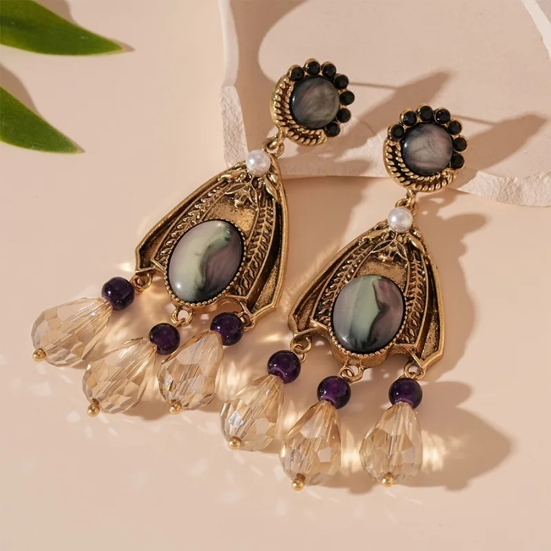 Vintage Crystal Dangle Earrings Tassel Dangle Drop Purple Grey Stone Chandelier Retro Party Jewelry Statement Gift For Women
Vintage Crystal Dangle Earrings Tassel Dangle Drop Purple Grey Stone Chandelier Retro Party Jewelry Statement Gift For Women