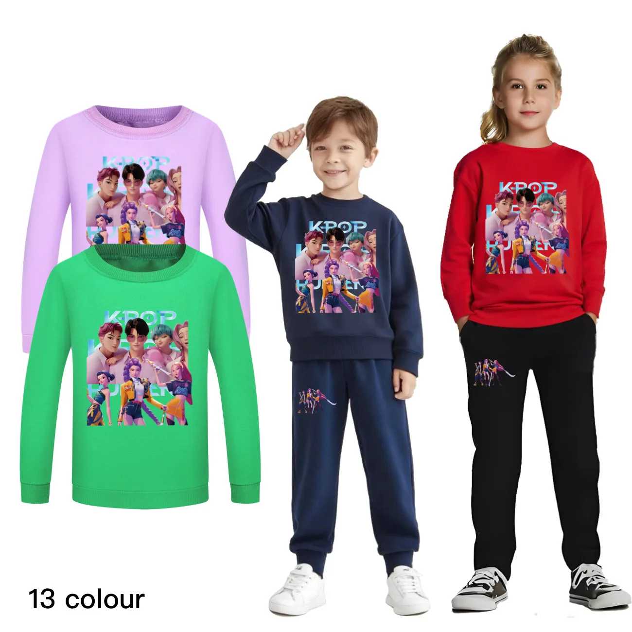 Комплект одежды KPop «Охотники на демонов», детские толстовки с героями мультфильмов, толстовки, штаны, комплекты из 2 предметов, одежда для маленьких девочек, спортивные костюмы для маленьких мальчиков 5056
Комплект одежды KPop «Охотники на демонов», детские толстовки с героями мультфильмов, толстовки, штаны, комплекты из 2 предметов, одежда для маленьких девочек, спортивные костюмы для маленьких мальчиков 5056