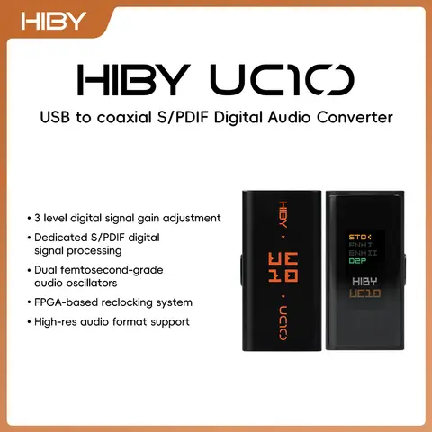 HiBy UC10 USB-C a convertidor digital Coaxial S/PDIF HiFi para actualizar la fuente de audio del teléfono inteligente