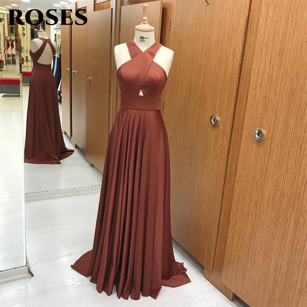 ROSES Halter Beach Prom Dress Stain Party Dresses Sleeveless Celebrity Gowns Brown Wedding Party Dress Custom вечерние платья
ROSES Halter Beach Prom Dress Stain Party Dresses Sleeveless Celebrity Gowns Brown Wedding Party Dress Custom вечерние платья