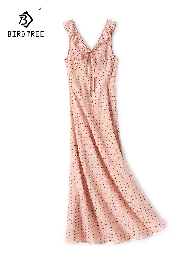 BirdTree-Silk Double Crepe Elegant Dress, V Neck Dot Print Ruffles, Women French Sweet Party Slim Dress, 2026 Summer D65834CC
BirdTree-Silk Double Crepe Elegant Dress, V Neck Dot Print Ruffles, Women French Sweet Party Slim Dress, 2026 Summer D65834CC