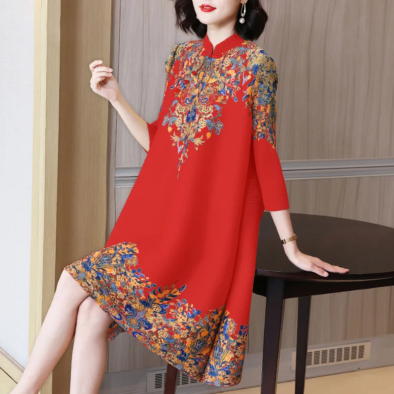 Vintage Dress For Women 45-75kg Spring 2022 Stand Collar Single Button Printed Elastic Loose Miyake Pleated A Line Knee Length
Vintage Dress For Women 45-75kg Spring 2022 Stand Collar Single Button Printed Elastic Loose Miyake Pleated A Line Knee Length