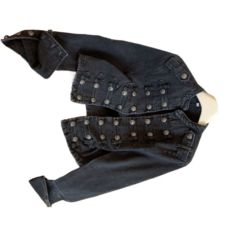 Blouse Women Spring Fall American Style Straight Shoulders Cropped Denim Jacket Metal Buttons Stand Collar New Versatile Premium
Blouse Women Spring Fall American Style Straight Shoulders Cropped Denim Jacket Metal Buttons Stand Collar New Versatile Premium