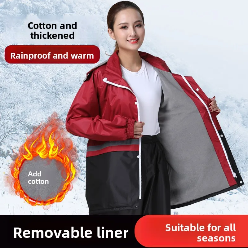Thickened Fleece Winter Rain Suit Men's Cotton Lined Separate Vehicle Anti-cold Waterproof Raincoat And Trousers
Thickened Fleece Winter Rain Suit Men's Cotton Lined Separate Vehicle Anti-cold Waterproof Raincoat And Trousers