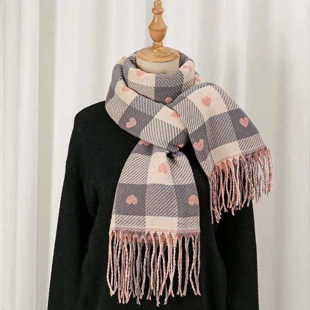Gifts Acrylic Fibers Plaid Knitted Scarf Warmer Long Heart Thickened Scarf Tartans Printed Classic Tassel Shawl Autumn
Gifts Acrylic Fibers Plaid Knitted Scarf Warmer Long Heart Thickened Scarf Tartans Printed Classic Tassel Shawl Autumn