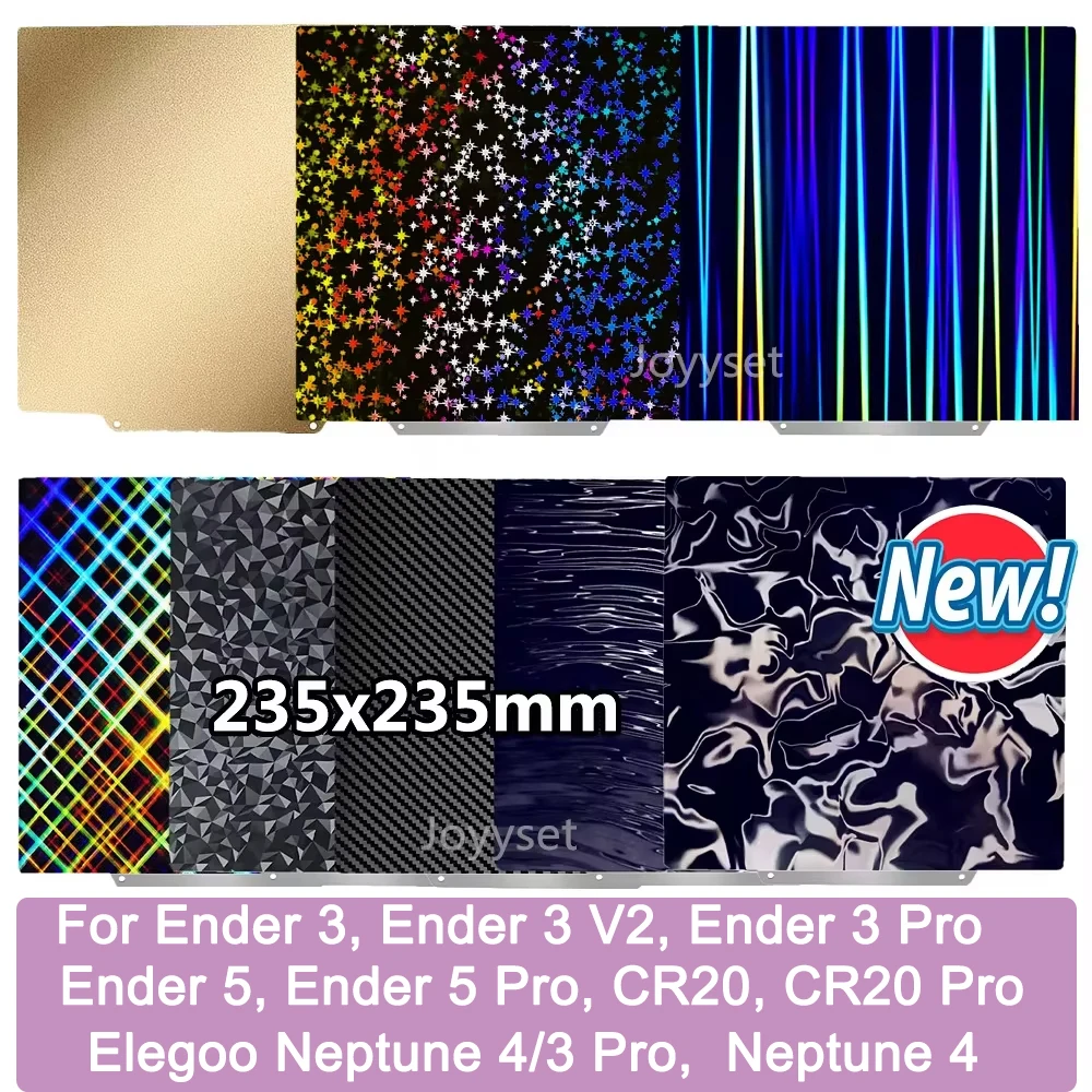 For Ender 3 PEI Plate Double Sided Sheet for Ender 3 V2, Elegoo Neptune 4, Neptune 3 Pro, CR20, Ender 5 Build Plate 235x235mm
For Ender 3 PEI Plate Double Sided Sheet for Ender 3 V2, Elegoo Neptune 4, Neptune 3 Pro, CR20, Ender 5 Build Plate 235x235mm