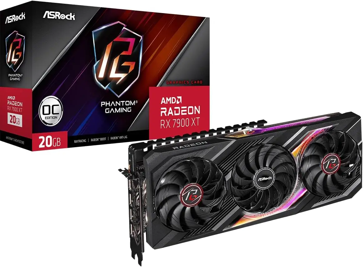 AMD Radeon™ RX 7900 XT Phantom Gaming 20GB OC Graphics Card 320 Bit 7680 x 4320 0dB Silent Cooling 3 x DisplayPort™ 2.1 GDDR6 1
AMD Radeon™ RX 7900 XT Phantom Gaming 20GB OC Graphics Card 320 Bit 7680 x 4320 0dB Silent Cooling 3 x DisplayPort™ 2.1 GDDR6 1