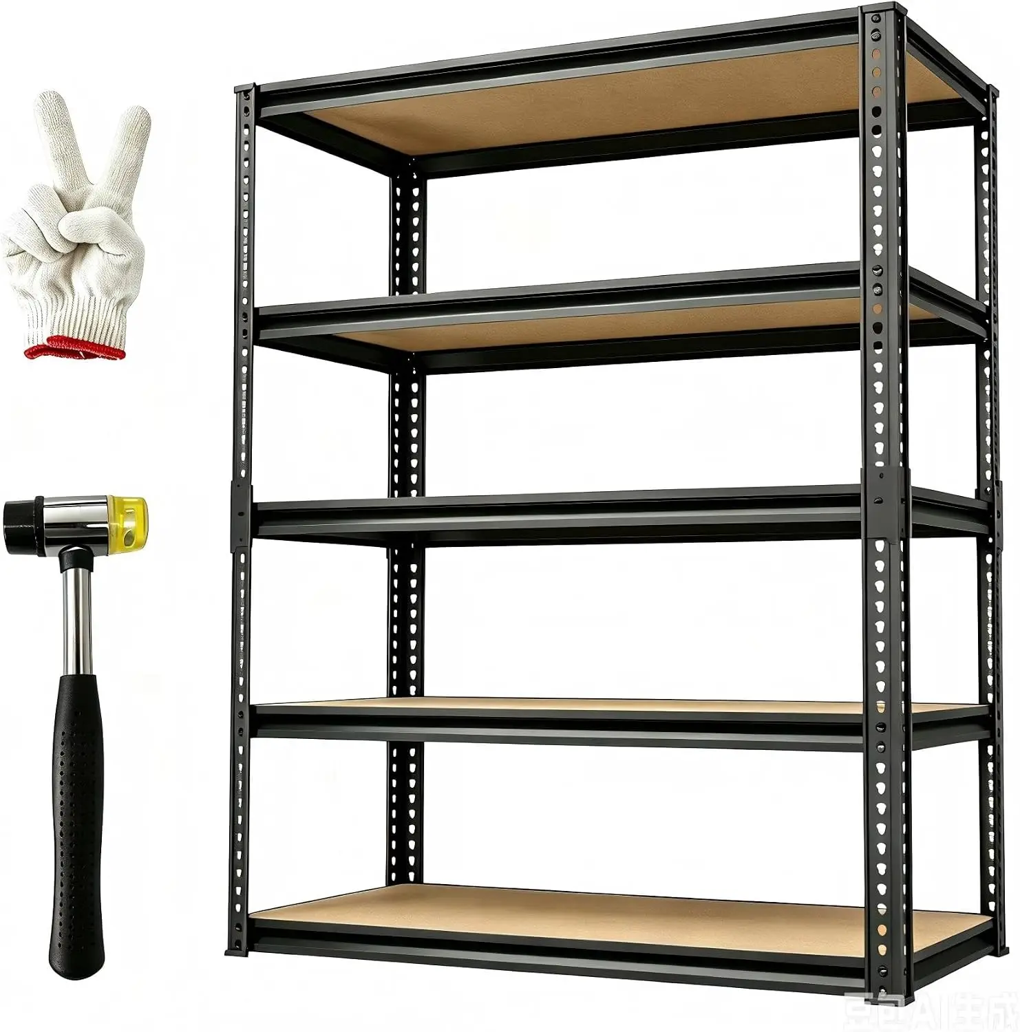 Heavy Duty 5 Tier Storage Shelves, Adjustable Metal Shelving Unit, 2025lbs Capacity, 72"H x 36"W x 16"D, Black
Heavy Duty 5 Tier Storage Shelves, Adjustable Metal Shelving Unit, 2025lbs Capacity, 72"H x 36"W x 16"D, Black