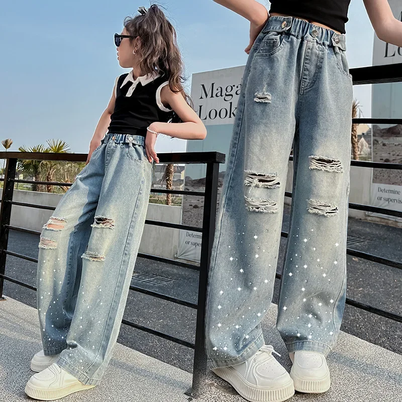 Girls Casual Style Destroyed Denim Pants Spring Autumn Child High Street Clothes Girls Ripped Jeans with Hole Diamond Star Kids
Girls Casual Style Destroyed Denim Pants Spring Autumn Child High Street Clothes Girls Ripped Jeans with Hole Diamond Star Kids