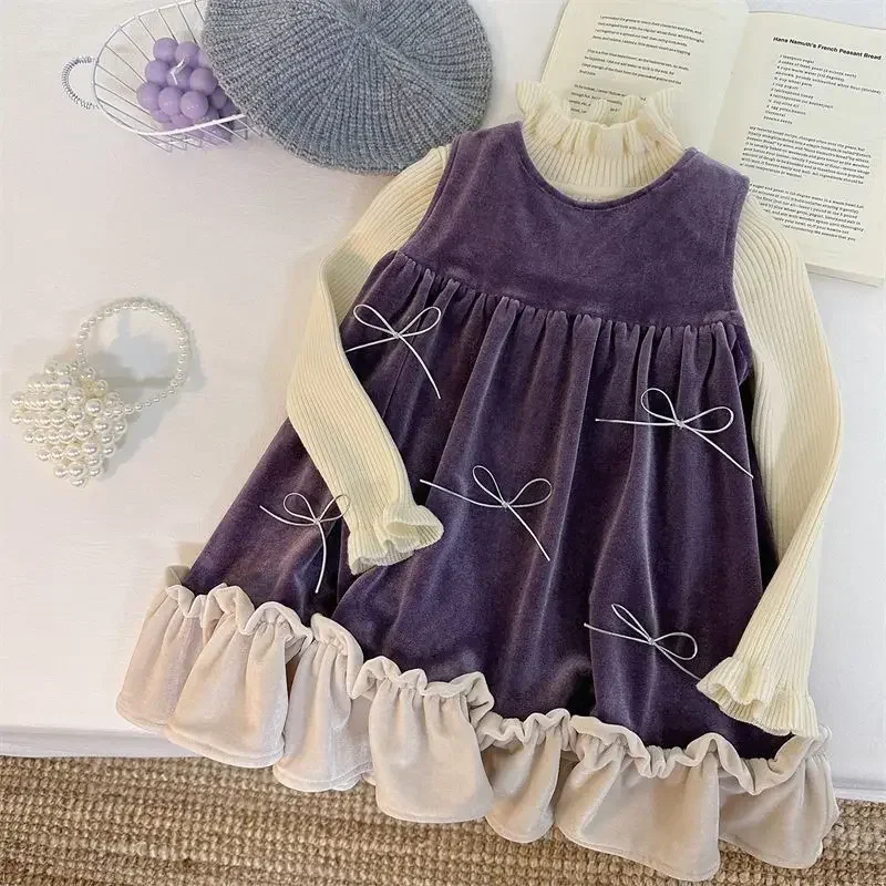 Birthday Princess Vestidos Children Clothes 2025 Baby Girls Winter Clothing Set Velvet Bow Dresses+Knitted Sweaters Elegant Kids
Birthday Princess Vestidos Children Clothes 2025 Baby Girls Winter Clothing Set Velvet Bow Dresses+Knitted Sweaters Elegant Kids