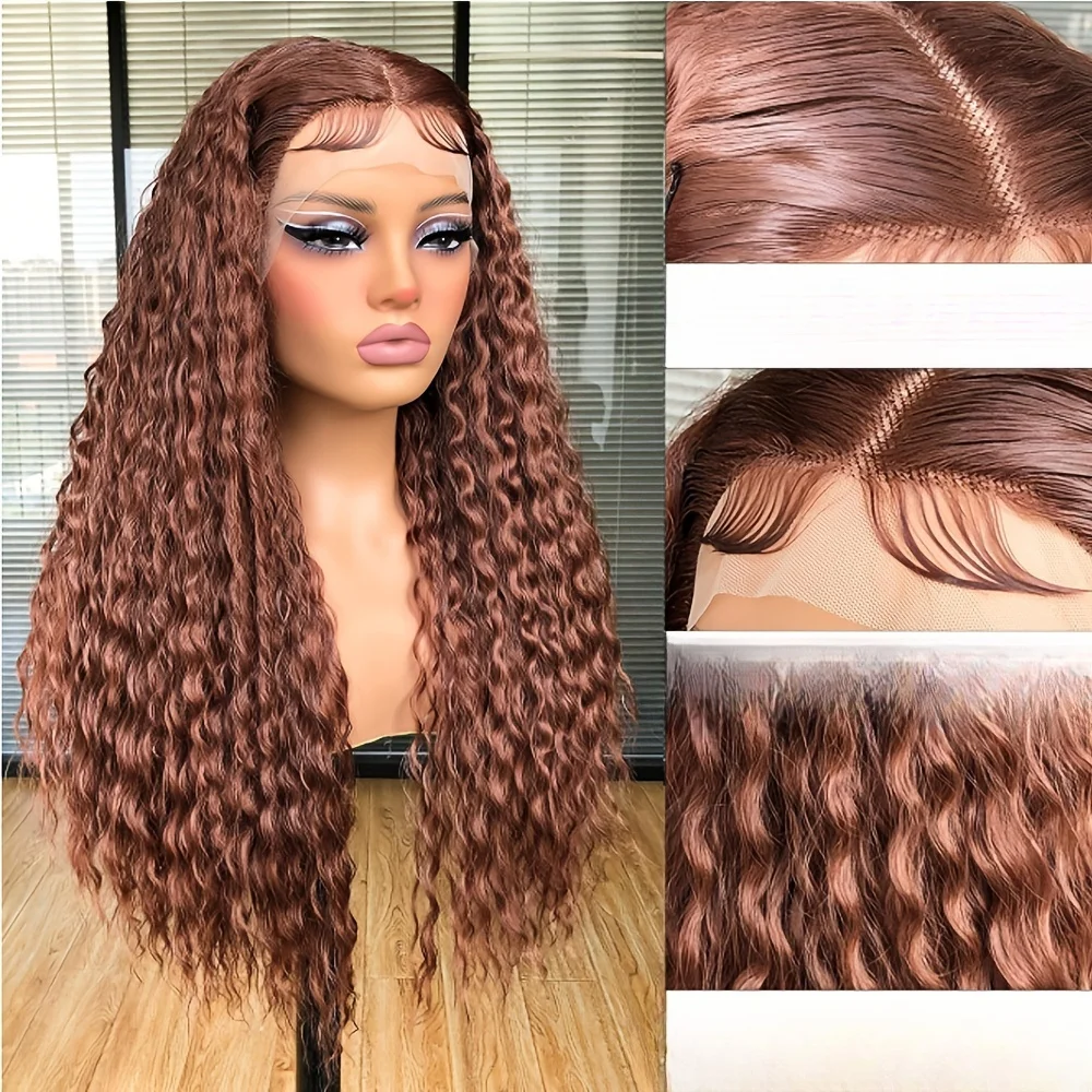 Soft 180 Density 26Inch Long Glueless Brown Kinky Curly Lace Front Wig For Women With Baby Hair Synthetic Preplucked Daily
Soft 180 Density 26Inch Long Glueless Brown Kinky Curly Lace Front Wig For Women With Baby Hair Synthetic Preplucked Daily