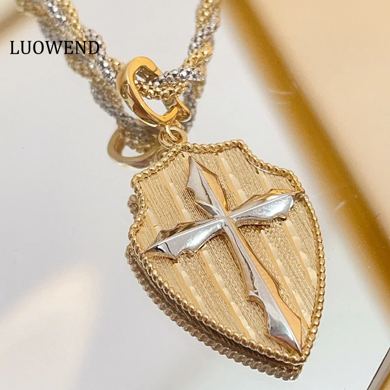LUOWEND 100% 18K White+Yellow Gold Pendant Fashion Cross Shape Shied Design Exquisite Necklace Pendant for Women Party Jewelry
LUOWEND 100% 18K White+Yellow Gold Pendant Fashion Cross Shape Shied Design Exquisite Necklace Pendant for Women Party Jewelry