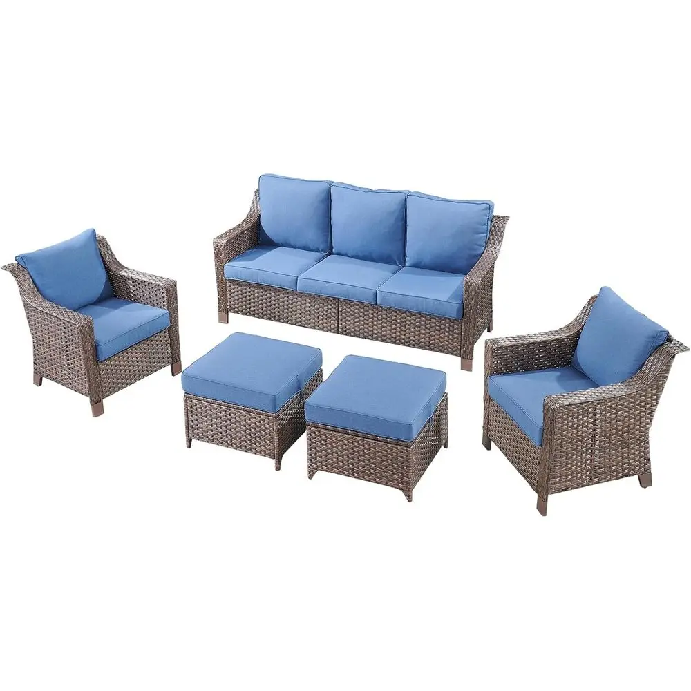 Outdoor Wicker Patio urniture Set - 5 Piece Outside Rattan Contion Bistro Soa Sets with Wicker Chairs, 3-Seat Couch and Ottomans
Outdoor Wicker Patio urniture Set - 5 Piece Outside Rattan Contion Bistro Soa Sets with Wicker Chairs, 3-Seat Couch and Ottomans