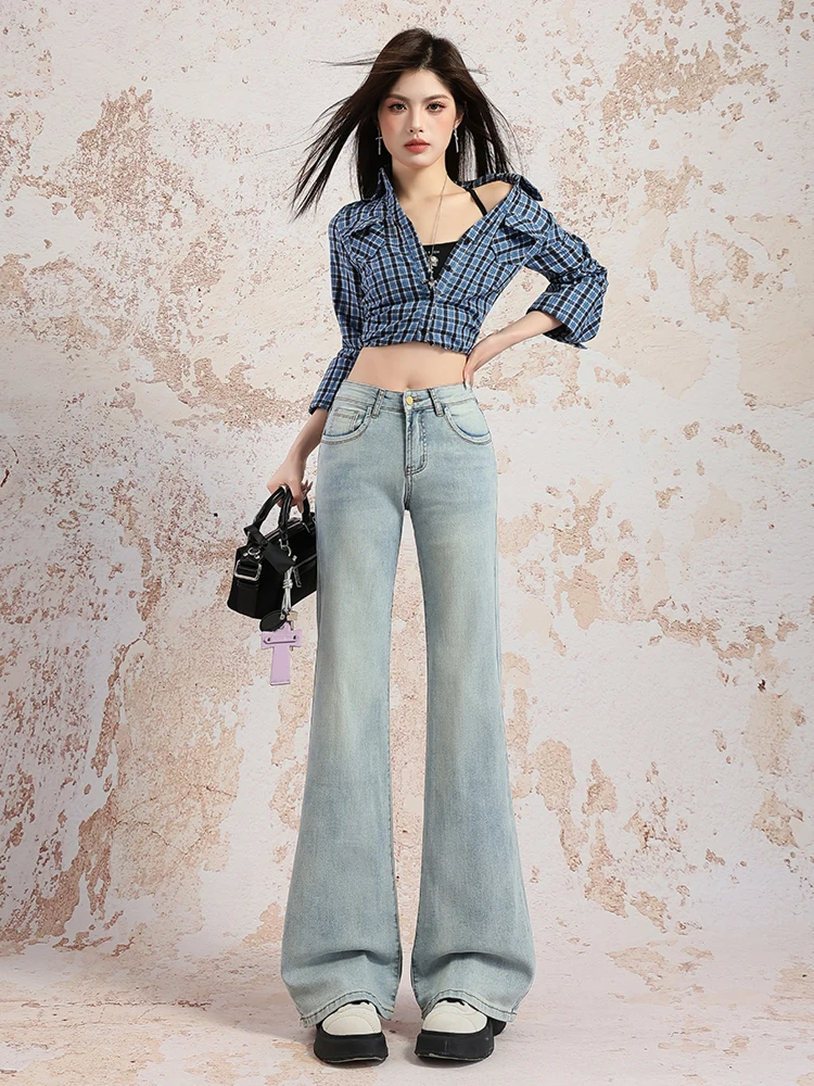 Low Waist Bell Bottom Denim Jeans Women's Ice Blue Slimming Floor Length Non Fitting Versatile Jeans Low Rise Flared Trousers
Low Waist Bell Bottom Denim Jeans Women's Ice Blue Slimming Floor Length Non Fitting Versatile Jeans Low Rise Flared Trousers