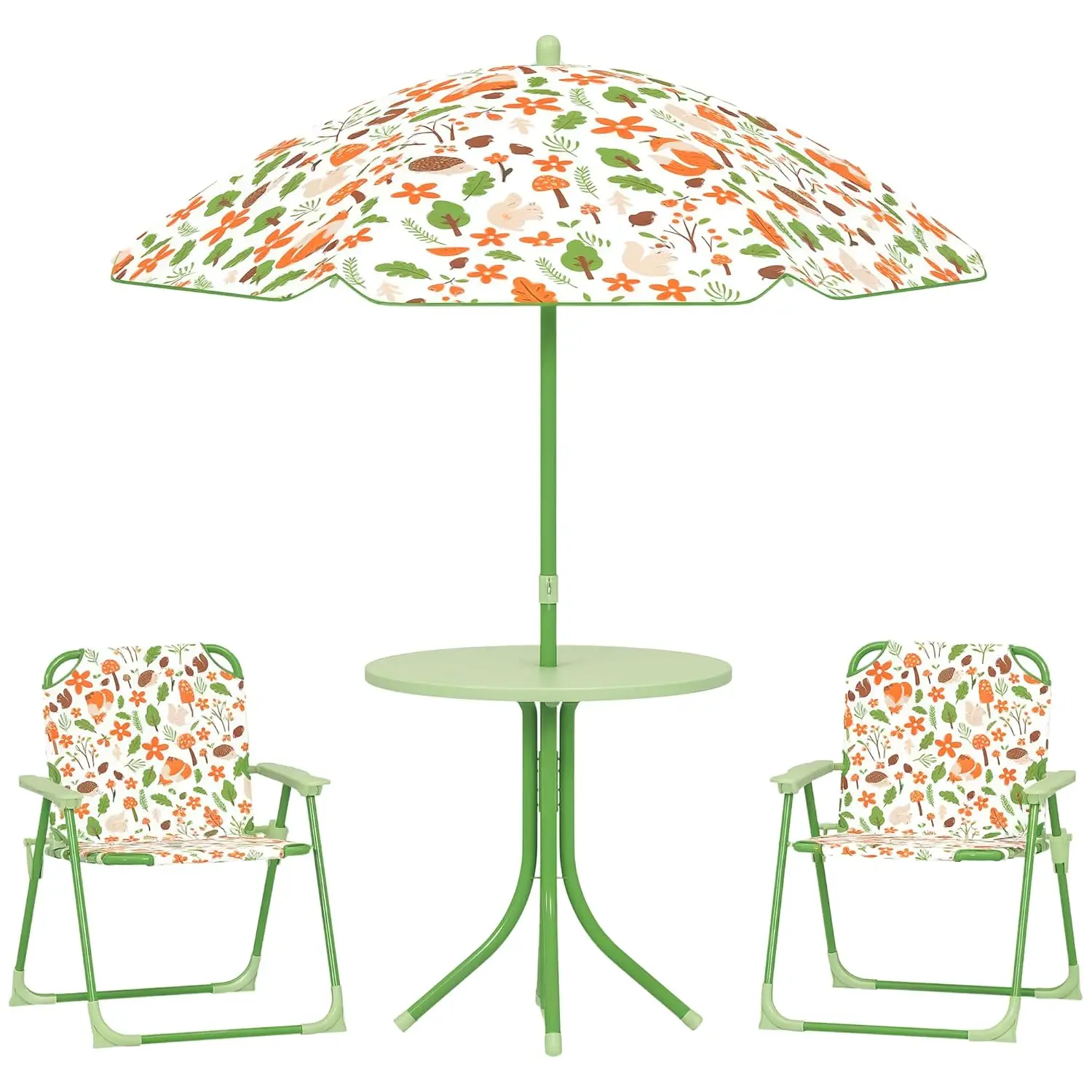 Kids Picnic Table Chair Set Foldable Umbrella Fox Pattern Outdoor Backyard Garden Toddler Furniture Green, Customized
Kids Picnic Table Chair Set Foldable Umbrella Fox Pattern Outdoor Backyard Garden Toddler Furniture Green, Customized