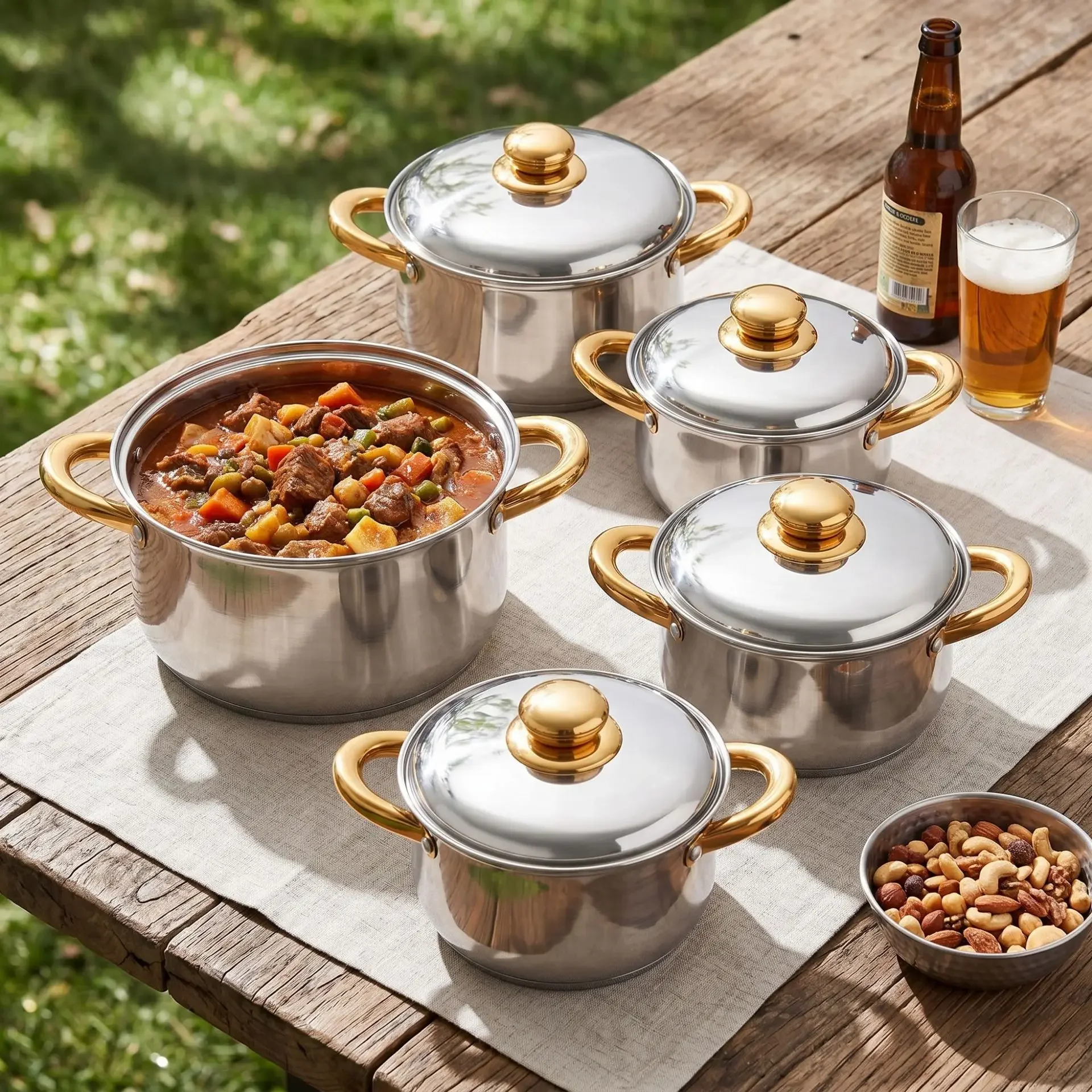 DSA stainless steel soup pot set thickened 5-layer bottom double-handled soup pot stew pot
DSA stainless steel soup pot set thickened 5-layer bottom double-handled soup pot stew pot