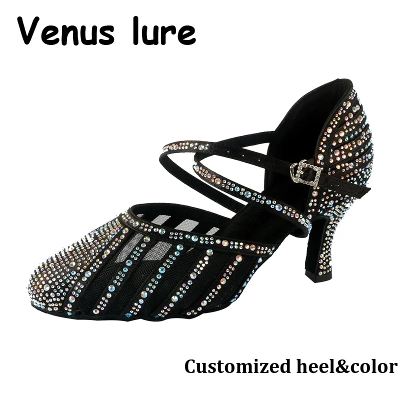 Venus lure Customized 7.5CM Latin Dance Heels Black Closed Toe Rhinestone Dance Shoes Suede Sole Door to Door
Venus lure Customized 7.5CM Latin Dance Heels Black Closed Toe Rhinestone Dance Shoes Suede Sole Door to Door