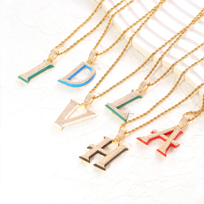 A 26-letter element stainless steel chain with copper finish and zirconium gemstone inlaid pendant necklace
A 26-letter element stainless steel chain with copper finish and zirconium gemstone inlaid pendant necklace