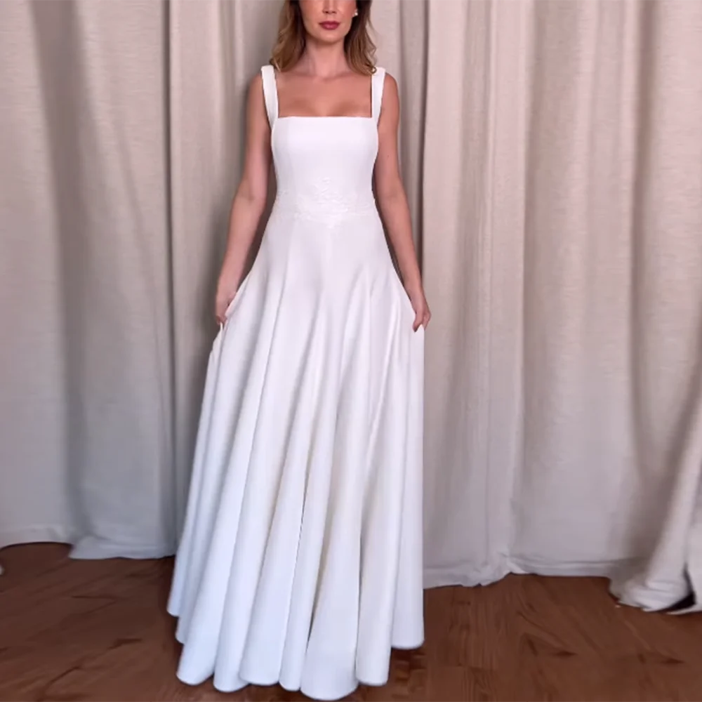 Customized White A-Line Prom Dresses Floor-Length Square Collar Sleeveless Evening Dresses Simple Draped Fashion Backless
Customized White A-Line Prom Dresses Floor-Length Square Collar Sleeveless Evening Dresses Simple Draped Fashion Backless