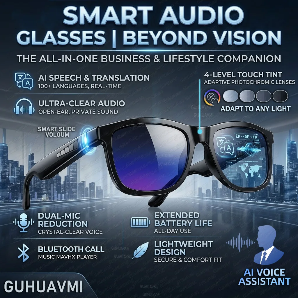 New Touch-Color Change Smart Audio Glasses Men AI Video Translation Bluetooth Call Dual Mic Noise Reduction Waterproof Glasses
New Touch-Color Change Smart Audio Glasses Men AI Video Translation Bluetooth Call Dual Mic Noise Reduction Waterproof Glasses