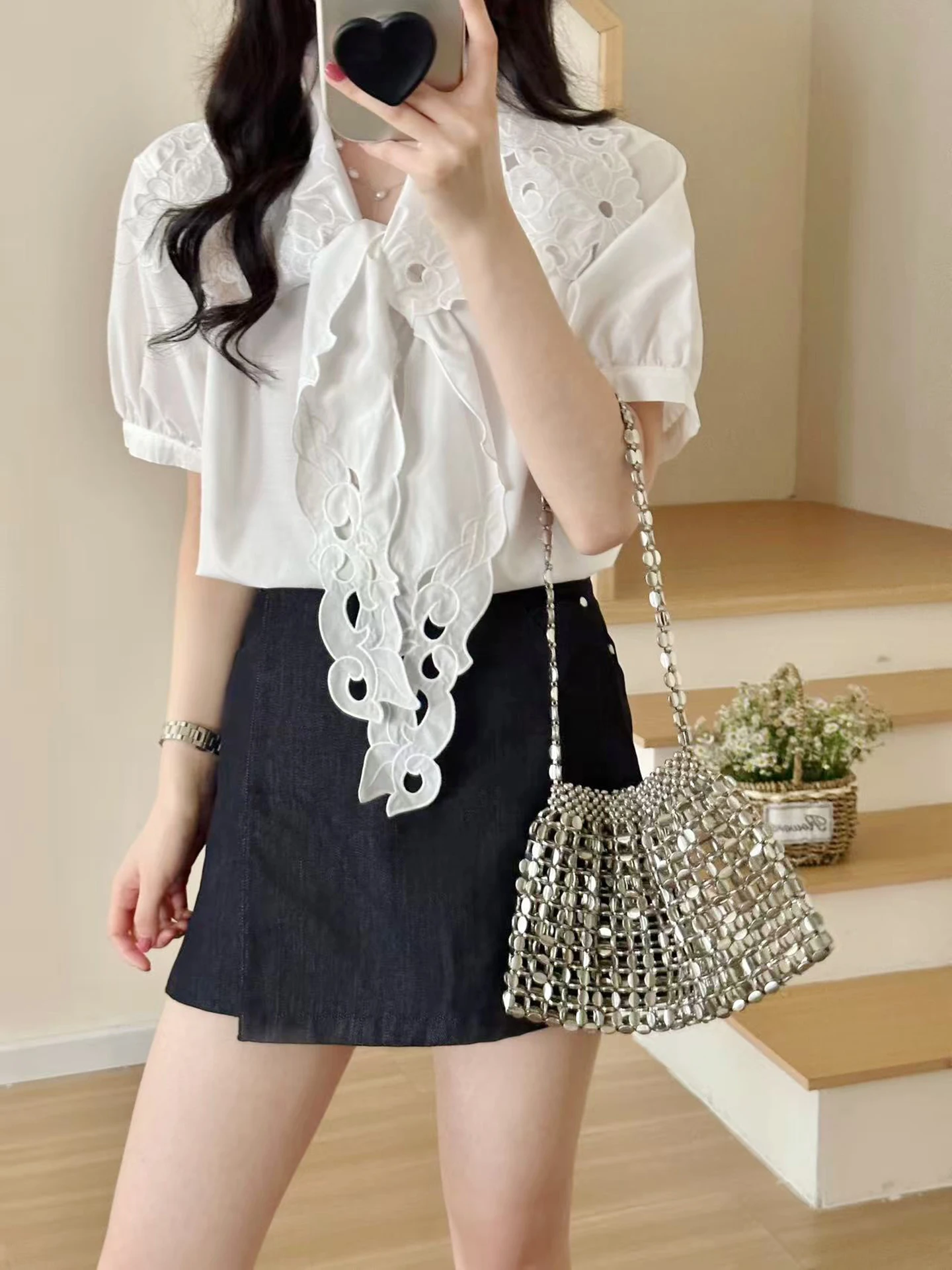 SweetAnnie Embroidered Loose Fit Denim irt High Waist orts Women's Set Spring Summer Commute Sle Breathable Skin-Friendly
SweetAnnie Embroidered Loose Fit Denim irt High Waist orts Women's Set Spring Summer Commute Sle Breathable Skin-Friendly